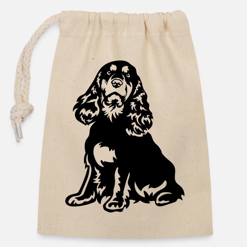 Cocker Spaniel - Verschließbarer Geschenkbeutel aus Baumwolle (14x20cm) - Natur