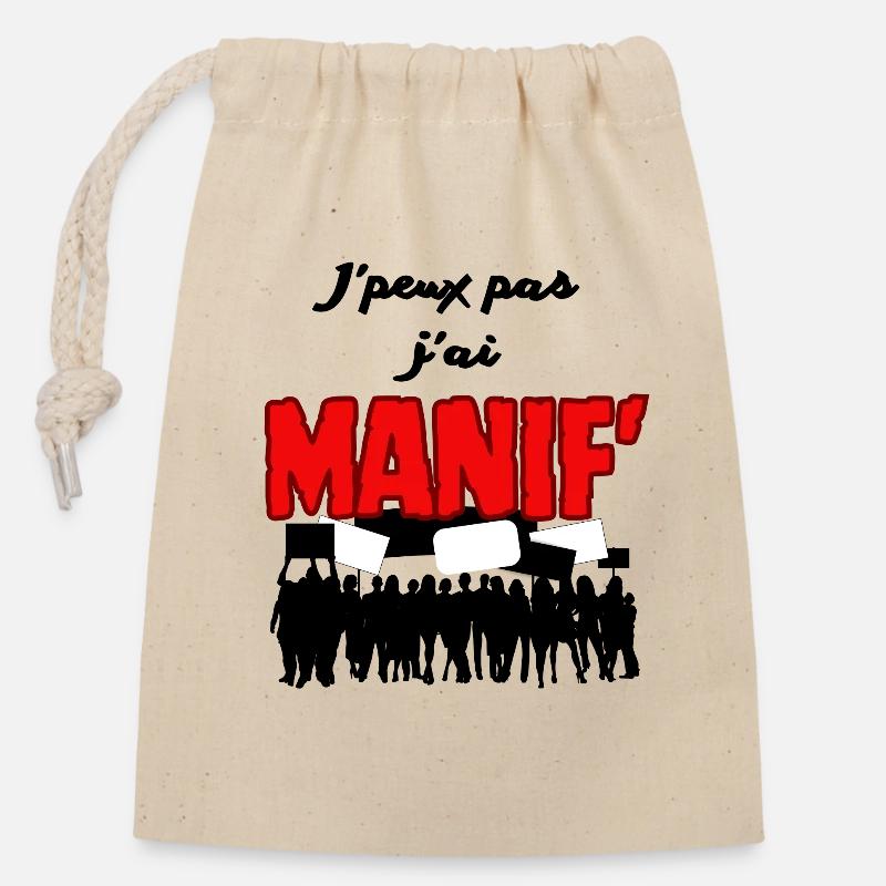 Manif - Sac cadeau en coton avec cordon (14 x 20 cm) - nature