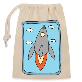Conception de fusées - Sac cadeau en coton avec cordon (14 x 20 cm) - nature - Devant