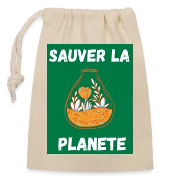 JOUR DE LA TERRE,ECOLOGIE,PLANETE,ENVIRONNEMENT - Sac cadeau en coton avec cordon (14 x 20 cm) - nature - Devant