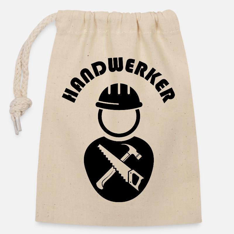 Handwerker Symbol Logo Icon Bauarbeiter Firma Icon - Verschließbarer Geschenkbeutel aus Baumwolle (14x20cm) - Natur