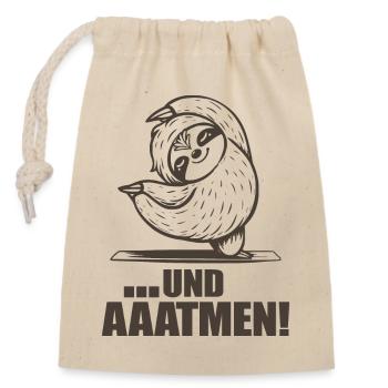 Faultier Lustiger Spruch Atmen - Verschließbarer Geschenkbeutel aus Baumwolle (14x20cm) - Natur - Vorne