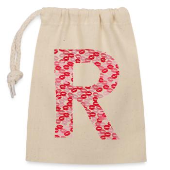 Lettre R -kiss tee shirt - Sac cadeau en coton avec cordon (14 x 20 cm) - nature - Devant