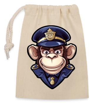 Monkey Policewoman - Closable cotton gift bag (14x20cm) - nature - Front