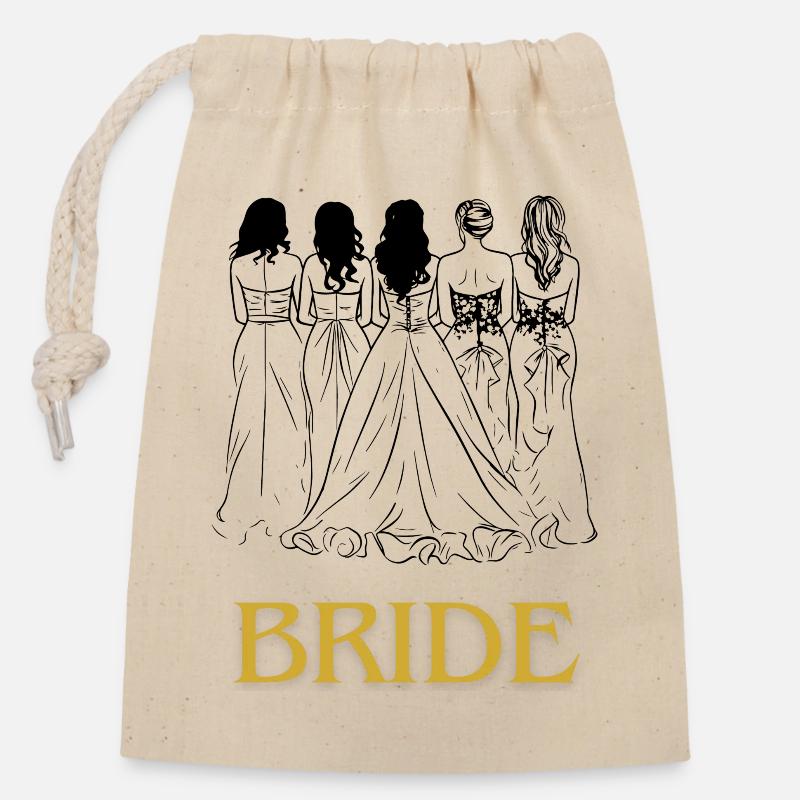 Mariée d’enterrement de vie de garçon - Sac cadeau en coton avec cordon (14 x 20 cm) - nature