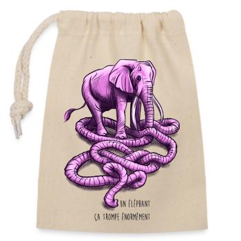Un éléphant ça trompe - Sac cadeau en coton avec cordon (14 x 20 cm) - nature - Devant