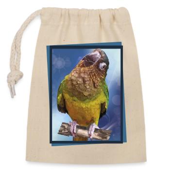 Dirty Face Parrot - Closable cotton gift bag (14x20cm) - nature - Front