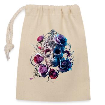 Skull and Roses - Closable cotton gift bag (14x20cm) - nature - Front