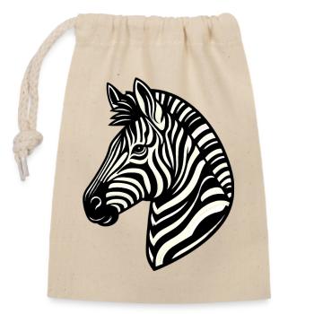 Zebra - Verschließbarer Geschenkbeutel aus Baumwolle (14x20cm) - Natur - Vorne