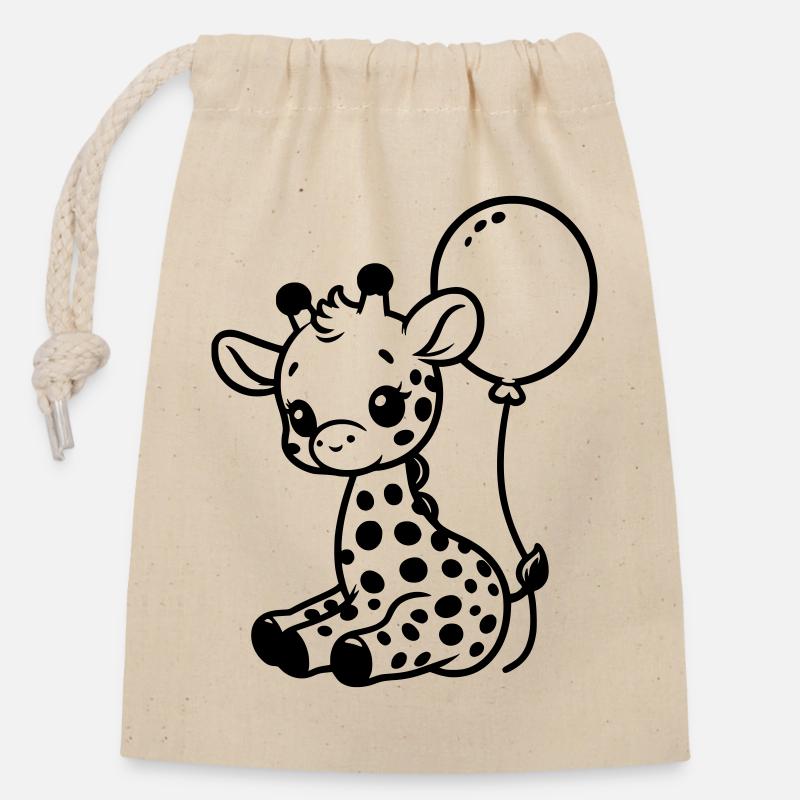 Baby Giraffe - Verschließbarer Geschenkbeutel aus Baumwolle (14x20cm) - Natur