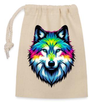 Wolf - Verschließbarer Geschenkbeutel aus Baumwolle (14x20cm) - Natur - Vorne