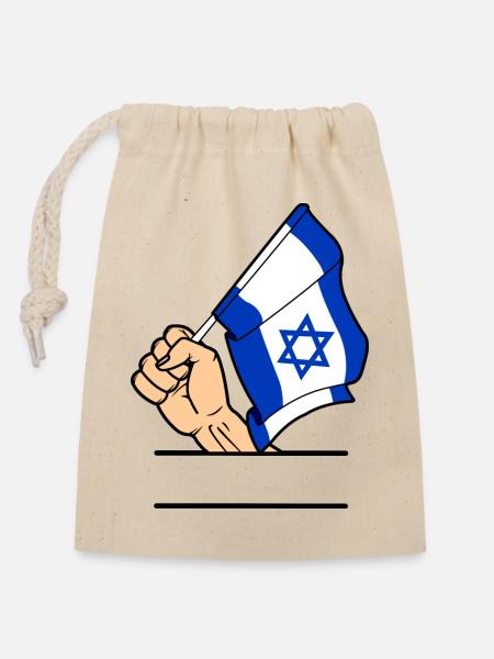 Flagge Israel faust Textraum - Verschließbarer Geschenkbeutel aus Baumwolle (14x20cm) - Natur