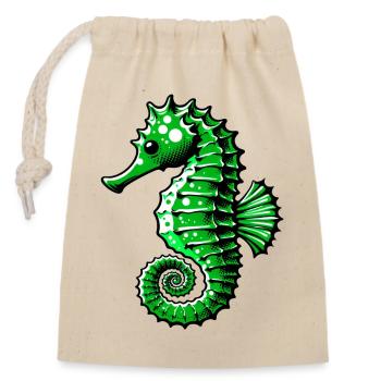 Hippocampe - Sac cadeau en coton avec cordon (14 x 20 cm) - nature - Devant