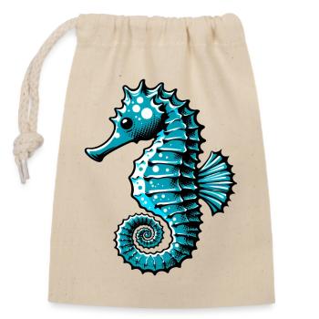 Hippocampe - Sac cadeau en coton avec cordon (14 x 20 cm) - nature - Devant