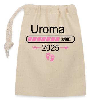 Uroma Werden 2025 Schwangerschaft Verkünden Baby - Verschließbarer Geschenkbeutel aus Baumwolle (14x20cm) - Natur - Vorne