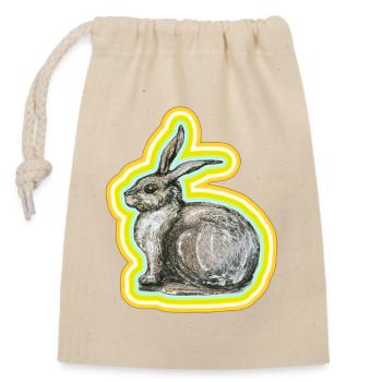 Bunny motif - Closable cotton gift bag (14x20cm) - nature - Front