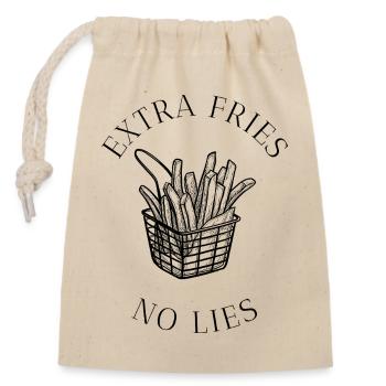 Extra Fries, No Lies - Closable cotton gift bag (14x20cm) - nature - Front