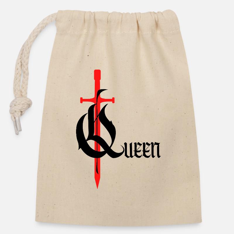 Gothic Queen Design mit Schwert mit schwarzem Text - Verschließbarer Geschenkbeutel aus Baumwolle (14x20cm) - Natur