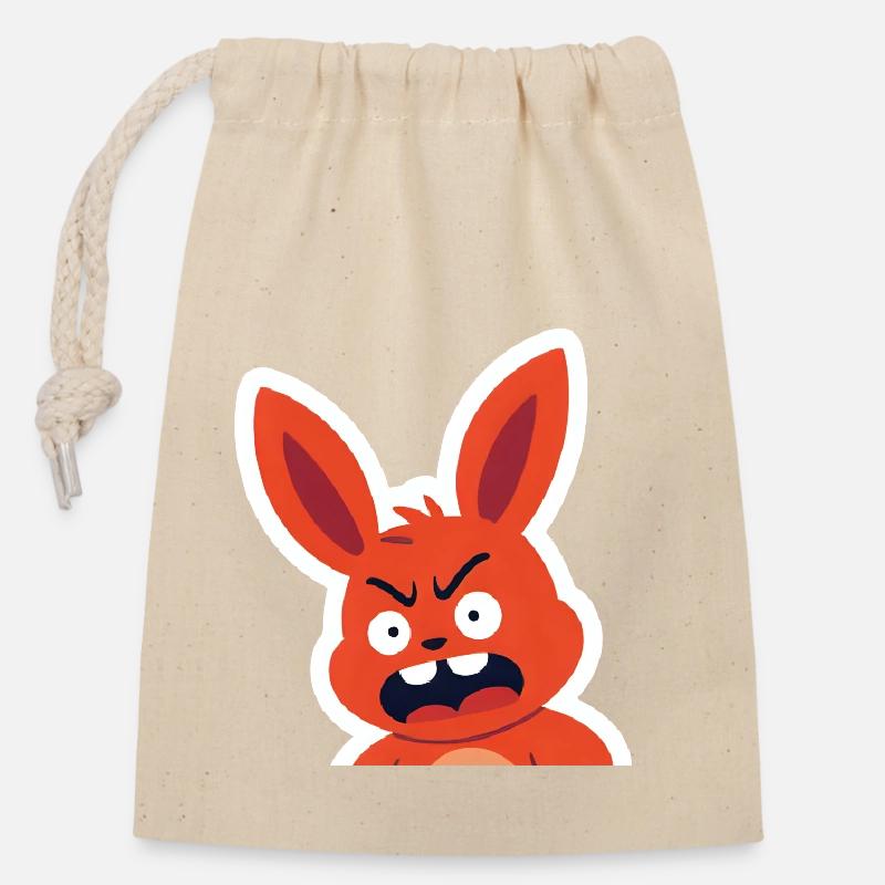 Wütender roter Hase Cartoon - Verschließbarer Geschenkbeutel aus Baumwolle (14x20cm) - Natur
