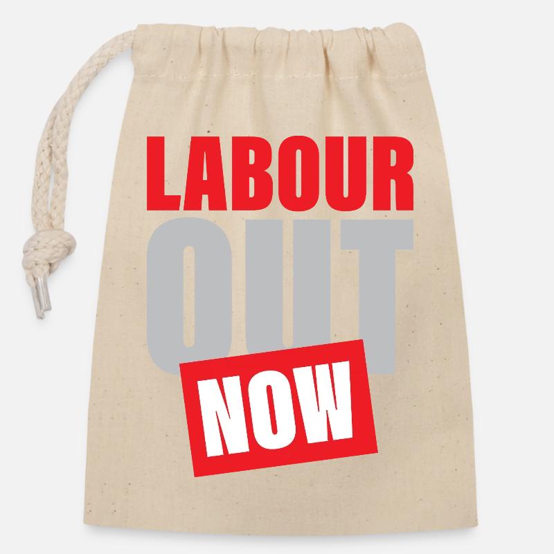 Labour out Now Mutiges Protestdesign - Verschließbarer Geschenkbeutel aus Baumwolle (14x20cm) - Natur
