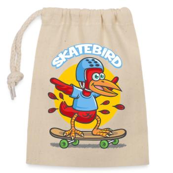 Dessin animé Skatebird - Sac cadeau en coton avec cordon (14 x 20 cm) - nature - Devant