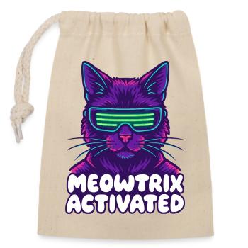 Meowtrix Chat néon activé - Sac cadeau en coton avec cordon (14 x 20 cm) - nature - Devant