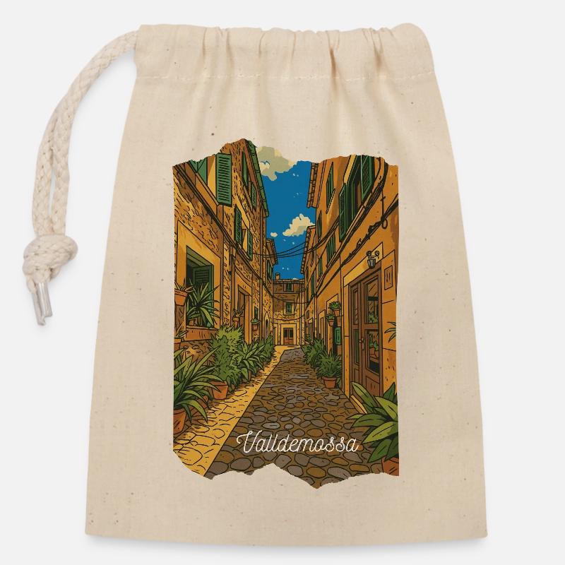 Valldemossa - Mallorca - Closable cotton gift bag (14x20cm) - nature