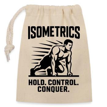 isometrics halteübung statische muskelarbeit - Verschließbarer Geschenkbeutel aus Baumwolle (14x20cm) - Natur - Vorne