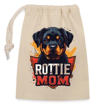 Rottie Mom - Portrait de chiot Rottweiler mignon - Sac cadeau en coton avec cordon (14 x 20 cm) - nature - Devant