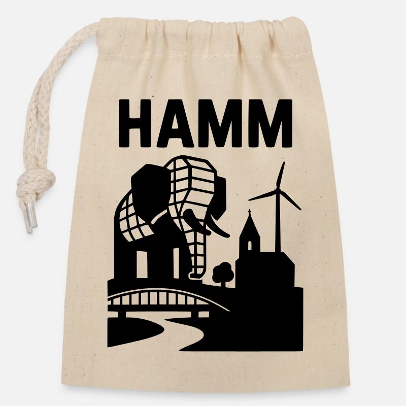 Hamm Westfalen Wahrzeichen - Verschließbarer Geschenkbeutel aus Baumwolle (14x20cm) - Natur
