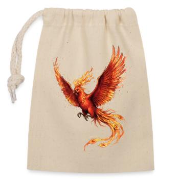 Feuervogel Phönix mit Feuerflügeln - Verschließbarer Geschenkbeutel aus Baumwolle (14x20cm) - Natur - Vorne