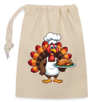 Thanksgiving Truthahn Koch Thanksgiving - Verschließbarer Geschenkbeutel aus Baumwolle (14x20cm) - Natur - Vorne