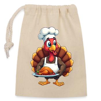 Thanksgiving Truthahn Koch Thanksgiving - Verschließbarer Geschenkbeutel aus Baumwolle (14x20cm) - Natur - Vorne