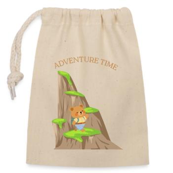 Petit ours en tournée - Sac cadeau en coton avec cordon (14 x 20 cm) - nature - Devant