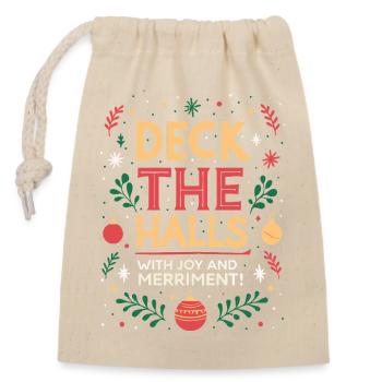 Deck the Halls in Joy - Closable cotton gift bag (14x20cm) - nature - Front