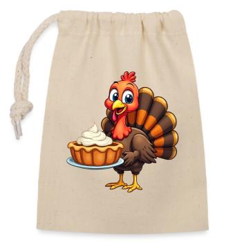 Thanksgiving Lustiger Thanksgiving Truthahn - Verschließbarer Geschenkbeutel aus Baumwolle (14x20cm) - Natur - Vorne