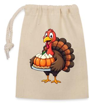 Thanksgiving Lustiger Thanksgiving Truthahn - Verschließbarer Geschenkbeutel aus Baumwolle (14x20cm) - Natur - Vorne