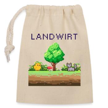 Farmer Pixel World Rural Scene - Closable cotton gift bag (14x20cm) - nature - Front
