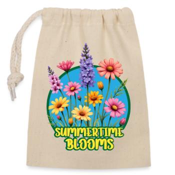 Floraison estivale - Sac cadeau en coton avec cordon (14 x 20 cm) - nature - Devant