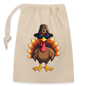 Thanksgiving Lustiger Thanksgiving Truthahn - Verschließbarer Geschenkbeutel aus Baumwolle (14x20cm) - Natur - Vorne