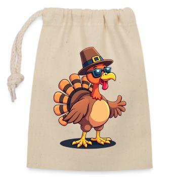 Thanksgiving Lustiger Thanksgiving Truthahn - Verschließbarer Geschenkbeutel aus Baumwolle (14x20cm) - Natur - Vorne