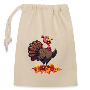 Thanksgiving Lustiger Thanksgiving Truthahn - Verschließbarer Geschenkbeutel aus Baumwolle (14x20cm) - Natur - Vorne