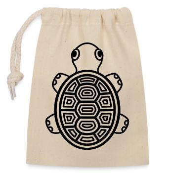 Bébé Tortue mignonne – Reptile comique pour le cœur - Sac cadeau en coton avec cordon (14 x 20 cm) - nature - Devant