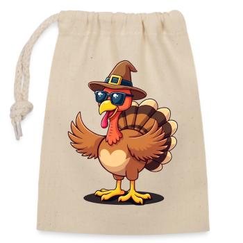 Thanksgiving Lustiger Thanksgiving Truthahn - Verschließbarer Geschenkbeutel aus Baumwolle (14x20cm) - Natur - Vorne
