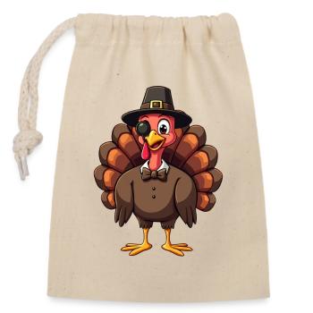 Thanksgiving Lustiger Thanksgiving Truthahn - Verschließbarer Geschenkbeutel aus Baumwolle (14x20cm) - Natur - Vorne