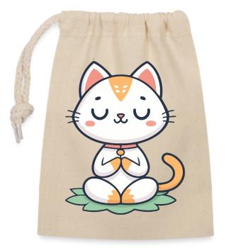 Meditative Zen Chat - Closable cotton gift bag (14x20cm) - nature - Front