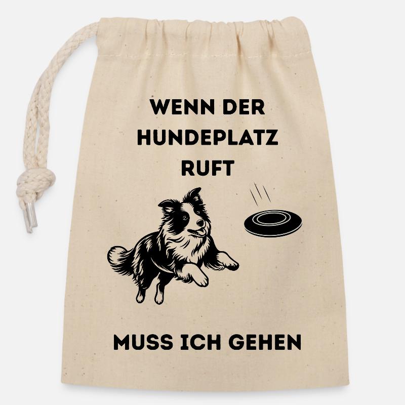 Wenn_der_Hundeplatz_ruft-_-1- - Closable cotton gift bag (14x20cm) - nature