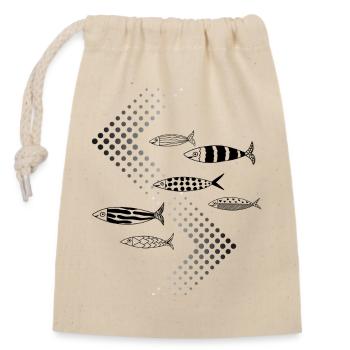 Fischverkehr - Verschließbarer Geschenkbeutel aus Baumwolle (14x20cm) - Natur - Vorne