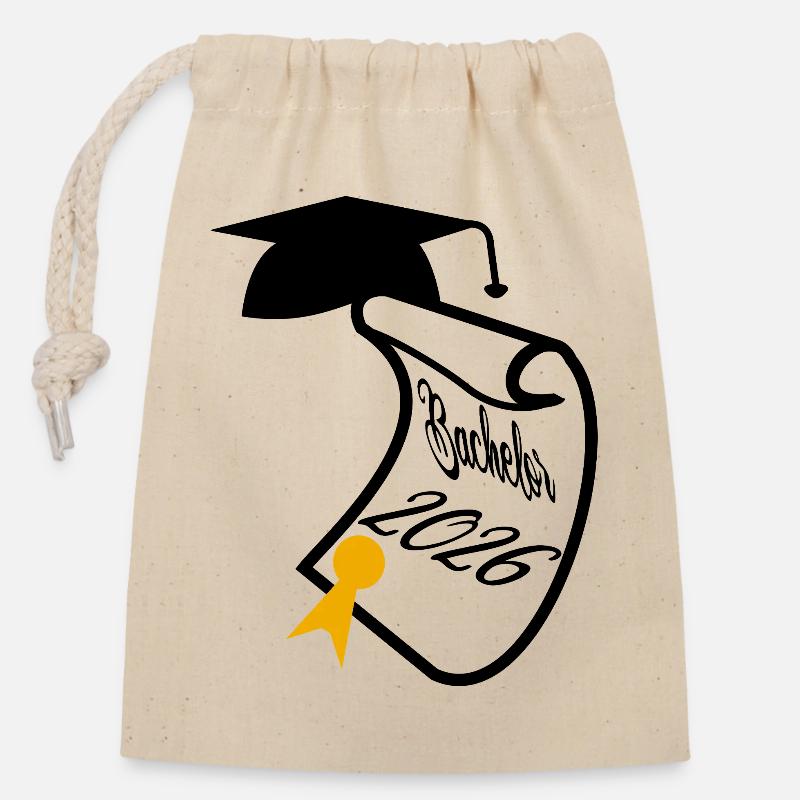 Baccalauréat 2026 - Sac cadeau en coton avec cordon (14 x 20 cm) - nature