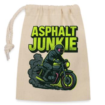 Asphalt Junkie – Motorrad - Verschließbarer Geschenkbeutel aus Baumwolle (14x20cm) - Natur - Vorne